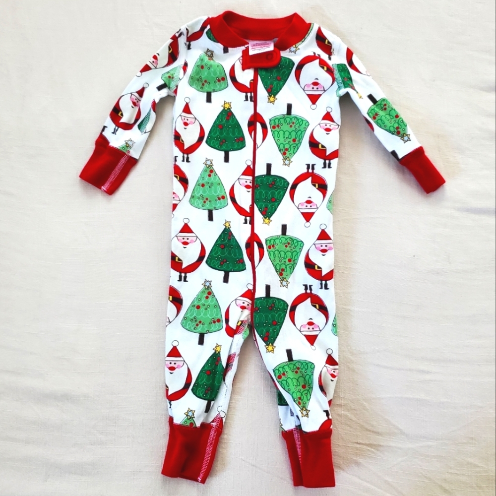 Hanna Andersson Festive Santa and Tree Kids One Piece 6-9 Months